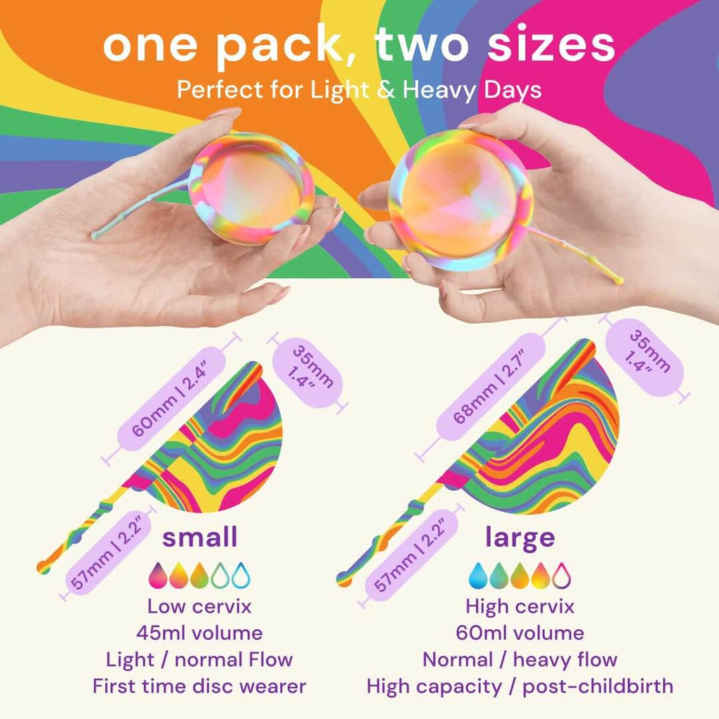 Menstrual Discs with String | Rainbow Edition